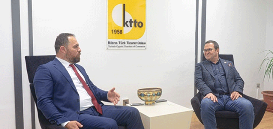 Kıbrıs Türk Çiftçiler Birliği  Başkanı Cavuş KTTO Başkanı Deniz’i ziyaret etti