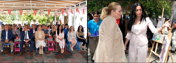 Sibel Tatar, Yeşilyurt’ta ahşap ve seramik sergisinin açılışına katıldı