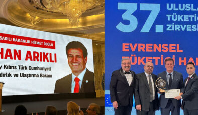 Bakan Arıklı’ya İstanbul’da ” Başarılı Bakanlık Hizmet Ödülü” takdim edildi