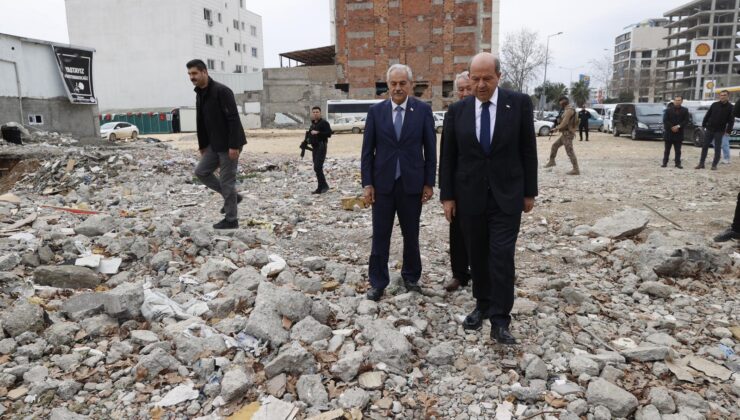 Cumhurbaşkanı Tatar, İsias Otel enkazında… ”Adaletin yerini bulması için bağımsız Türk yargısına güveniyoruz”