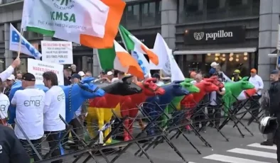 Belçika’da “renkli” çiftçi protestosu